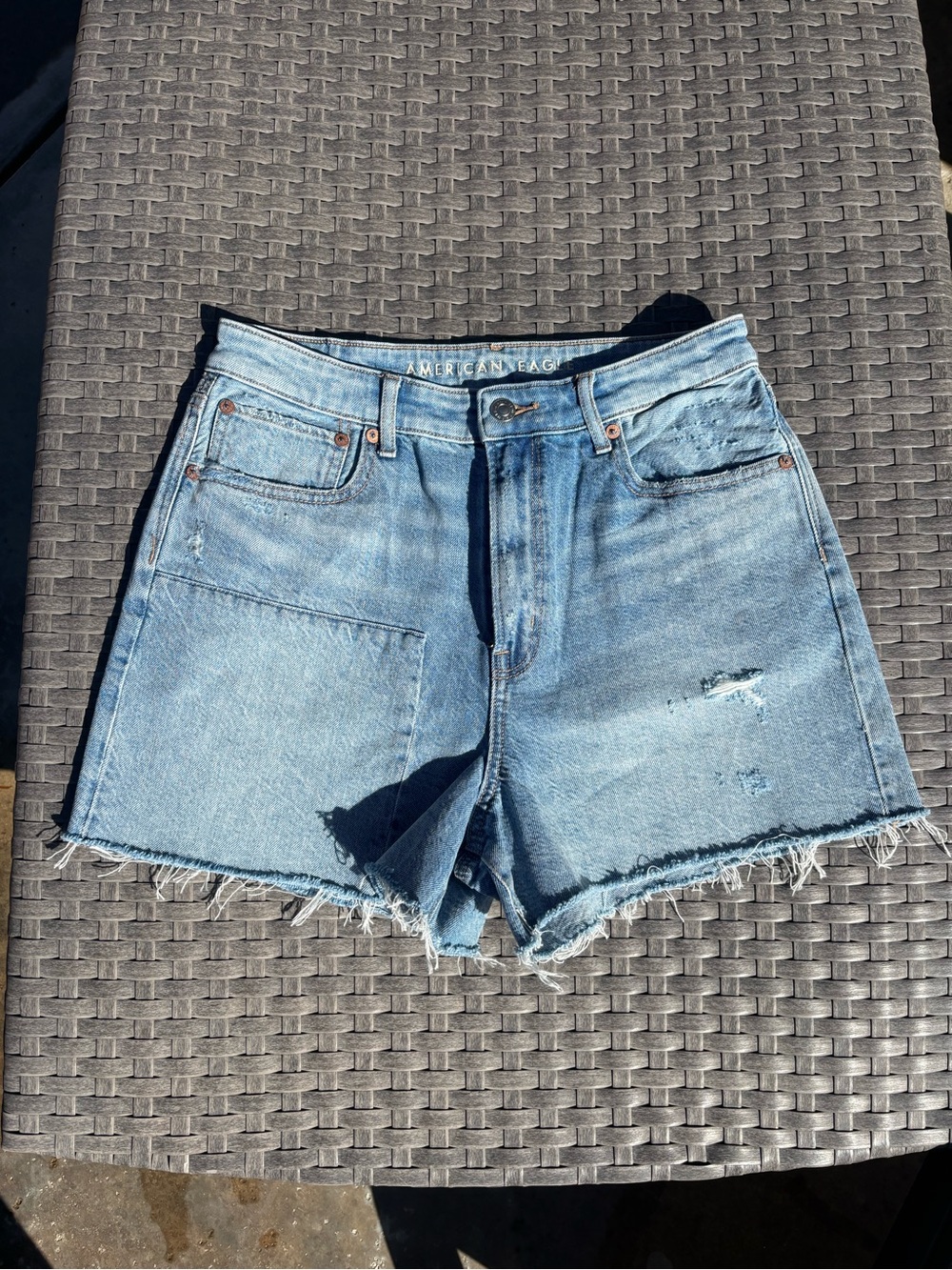 American Eagle Light Blue Distressed Denim Shorts